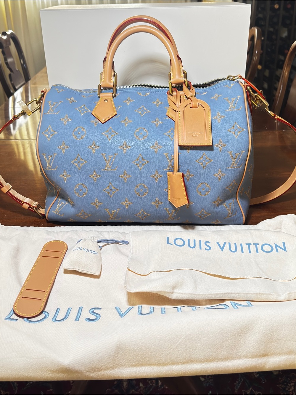 Louis Vuitton Light Blue Monogram Speedy 40 P9 Limited Edition NIB - Picture 5 of 15